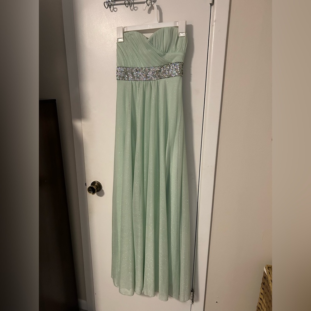 Light Mint Green Dress with Glitter Sequin Waistband